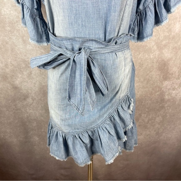 Isabel Marant Etoile Chambray Lelicia Faux Wrap Dress In Blue Size EU 36 US S - Picture 11 of 13